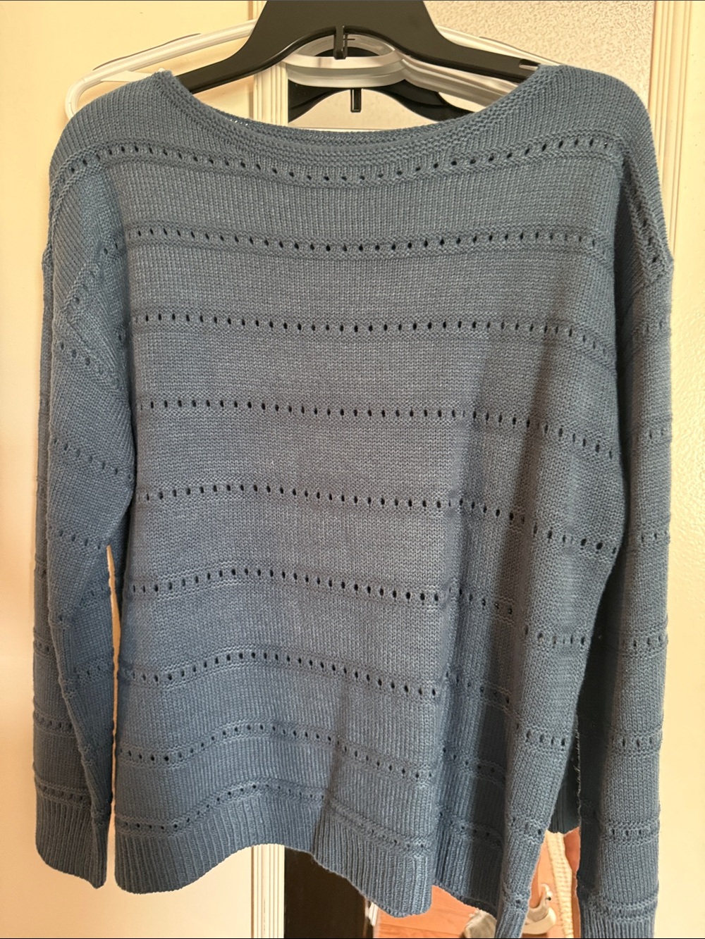 Women's Lightweight Eyelet Knit Sweater - Blue